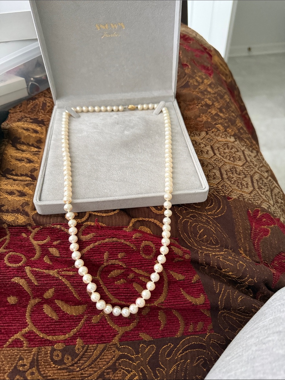 Genuine Pearl Necklace - - Pearl Strand with 14kt yellow gold clasp  -26 inches